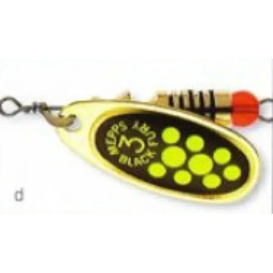 Mepps Comet Black Fury Gold/Chartreuse Dots